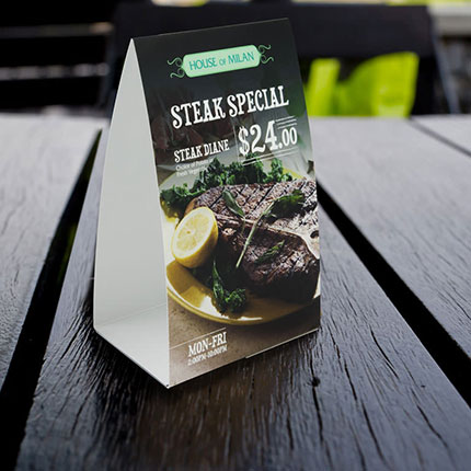 Glossy UV Coated Table Tents
